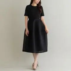 極美品 23区 大きいサイズ レースコンビドレス バックリボン