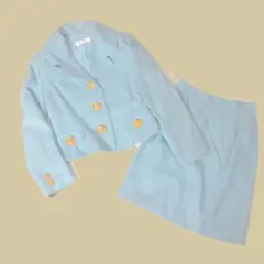 【最終値下げ！3月末迄　掲示終了！】水色 スーツ上下 肩パッド昭和レトロ　訳あり