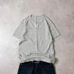 Archive Eddie Bauer Striped Key Neck Tee