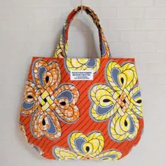 アフリカ布バッグ　ハンドメイド　幸せリボン
