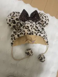 ヒョウ柄ミッキー耳帽子