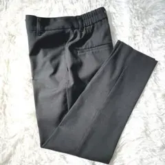 PLST スティックパンツ XXS 黒 リネン混 美脚 アンクル丈 ウエストゴム