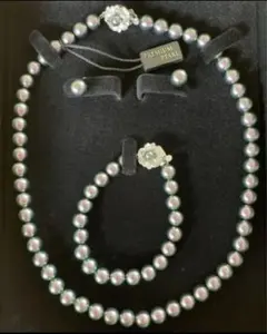 【未使用】日本製　プレミアムパール　ピーコックブラック貝パール3点セット