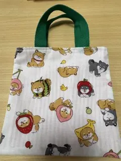 ハンドメイド♡柴犬柄♡ぺたんこミニミニトート581
