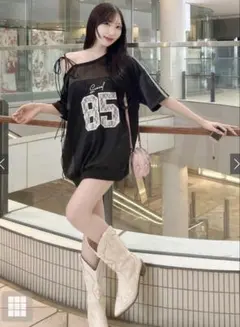 GRL レースラインロゴ刺繍ワンショルトップス［tu1738］