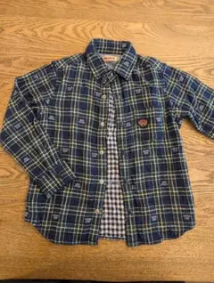 【美品】miki HOUSE チェック柄長袖シャツ 120