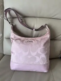 COACH コーチ ショルダーバックシ グネチャー ピンク 1278 - メルカリ