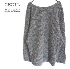 セシルマクビー ミックスニット長袖プルオーバー ゆったり ラグランスリーブ
