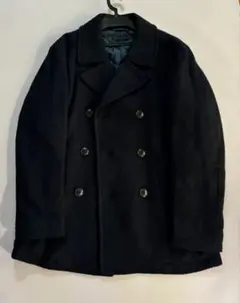 ネイビー ウール ピーコート ダブルブレスト