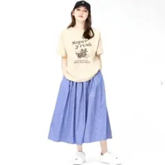 GU タックフレアミディスカート　ストライプ　新品