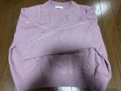 ピンク ケーブルニット セーター Lサイズ