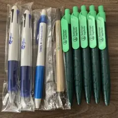 緑色ボールペン8本セット　製薬会社ノベルティ