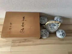 茶道具 煎茶器揃 共箱 染付 煎茶道具