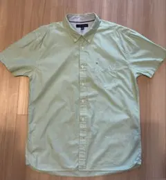 TOMMY HILFIGER 半袖シャツ ストライプ グリーン XL