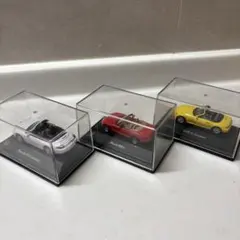 ３台ミニカー ポルシェ911カブリオレ、マツダMX-5、BMW Z3ロードスター