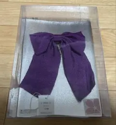 紫のリボン髪飾り コーム付き