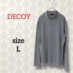 デコイ【L】ボーダーロングTシャツ モックネック シンプル 大人カジュアル 長袖