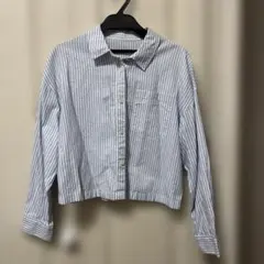 GU ストライプ 長袖 クロップドシャツ M