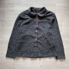 総レース カーディガン ラウンドカラー 立体 透け感 グレー