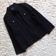 『コムサイズム』 (F) ウールブレンドジップアップジャケット ポケット 襟付き