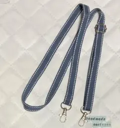 1.5幅 ショルダーストラップ　瑠璃色　シルバー　ハンドメイド