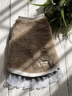 犬服 モコモコタンクトップレース付き