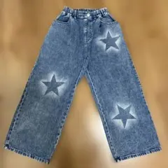 しまむら　星柄デニムバギーパンツ　140㎝