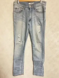 ジーパン デニム ライトブルースキニーデニム ジーンズ ダメージ