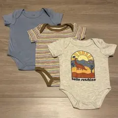 【美品】新生児 ベビー服(0-3M) 半袖ロンパース3点セット