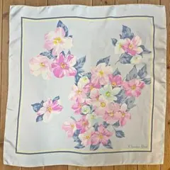 フランス製 Charistian Dior 花柄 大判シルクスカーフ ボタニカル