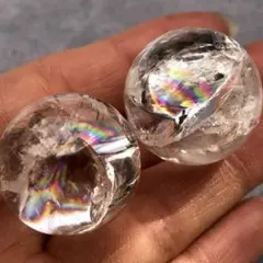 【虹大！２個セット！最強パワー】天然石　アイリスクォーツ　水晶　丸玉50