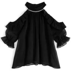 GRLネックパールオフショルダーブラウス