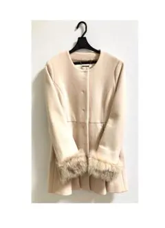 最終価格　snidel スナイデル ノーカラーコート ボア袖 Aライン ベージュ 最終価格 snidel スナイデル ノーカラーコート ボア袖 Aライン