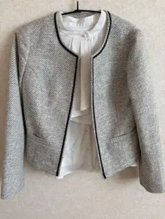 セレモニー　ノーカラーツイードジャケット