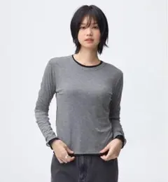 未使用　GU トップス　ソフトシアークルーネックT