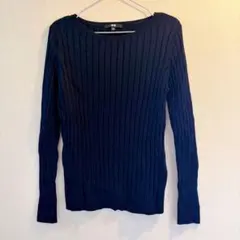 ユニクロ　コットンカシミヤ　ワイドリブセーター　XXL ネイビー リブニット
