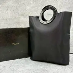 ✨美品✨セリーヌ　サークルロゴ　ナイロン　ミニハンドバッグ　ナイロン　黒　箱付き