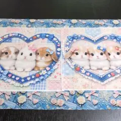 ①未使用 可愛いウサギちゃんパネル生地＆デニム風.レース柄生地