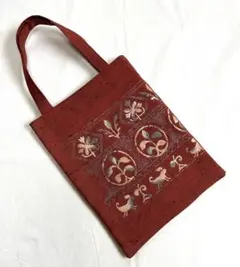 帯リメイク　たて長ミニトートバッグ　B