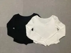 【ＧＵ】コットンブレンドリブクロップドヘンリーＴ　Ｍ　2枚セット