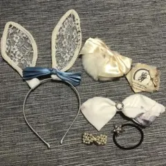 ビジュー　ラビットファーシュシュ　うさ耳　アリス　ヘアアクセ　まとめ売