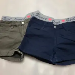 キッズ　女の子　ショートパンツ　まとめ売り　サイズ140　ネイビー　カーキ