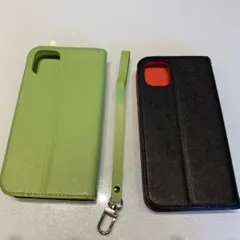 手帳型iPhoneケース 緑色と赤色　iPhone11用
