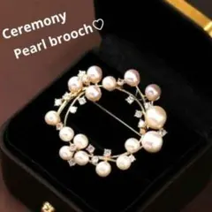 パールブローチ コサージュ サークル フォーマル 卒業式 入学式ゴールド