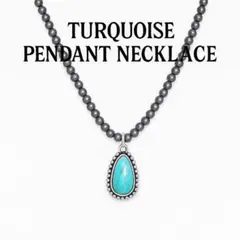 【ネックレス】ターコイズ風シンプルナバホ族 インディアンワンポイント