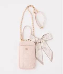 NICE CLAUP スカーフ付きキルティングスマホショルダー バッグ