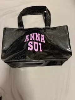 未使用　ANNA SUI ロゴ　ラメ入り エナメル　トートバッグ ブラック