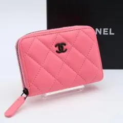 【超極美品】CHANEL ジップコインパース　ラムスキン　コインケース　ピンク