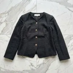 ソワールドルチェ　ノーカラージャケット　ツイード　金ボタン　刺繍　9AB　319のサムネイル