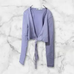 ザラ ZARA【S】ニットショート丈 パープル シンプル 大人カジュアル ゆる